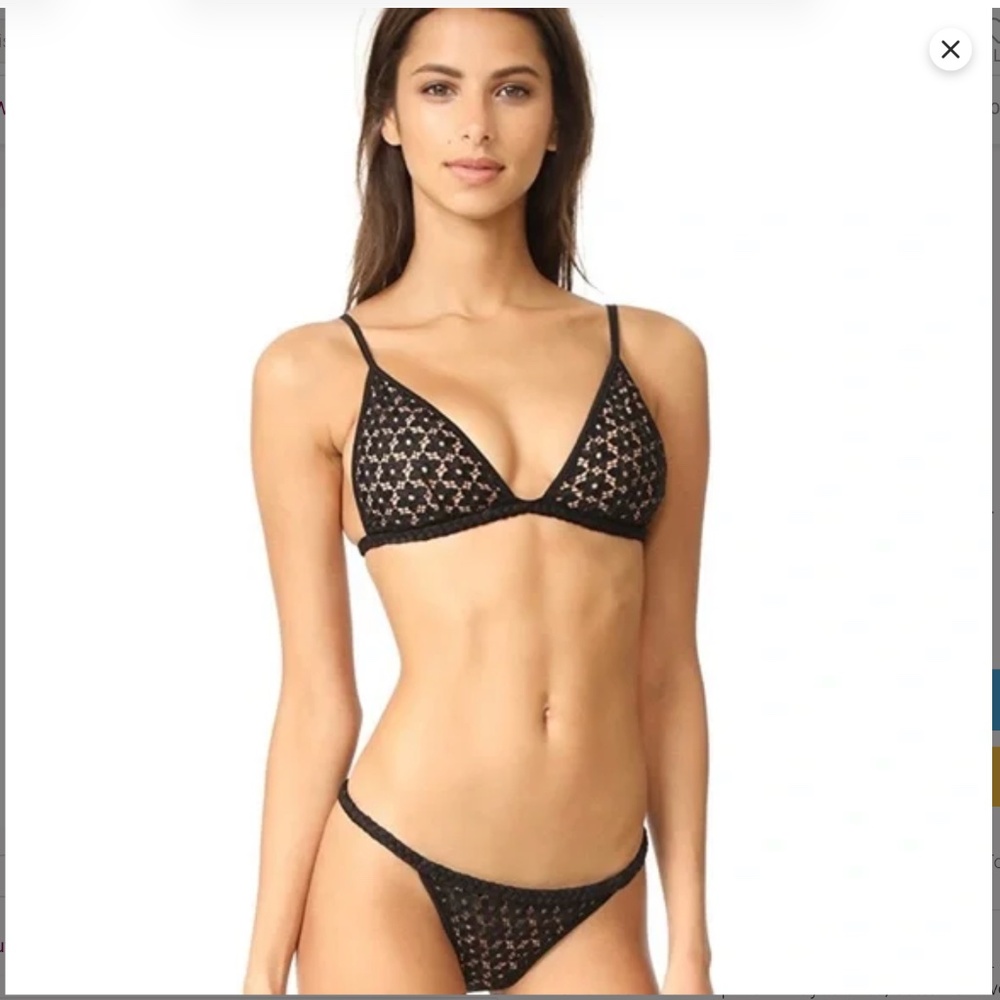 For Love & Lemons Black Lace Floral Bikini Set (top&bottom)